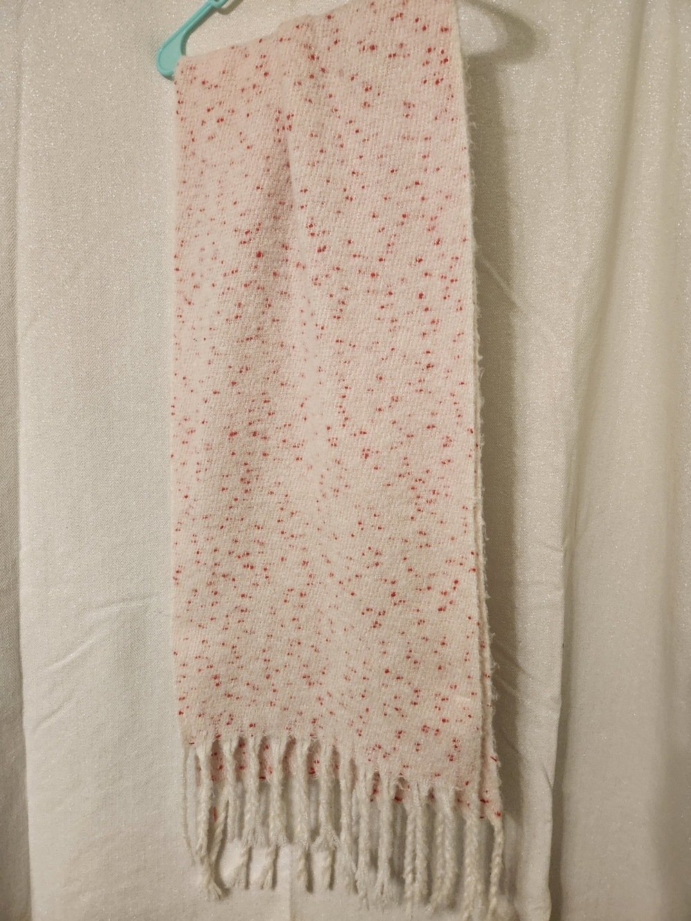 LC Lauren Conrad Cream Knit Scarf with Pink Speckle